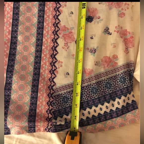 Boho Embroidered front Lace Top Flutter Short Sleeve Open Back Top Large - Picture 9 of 9